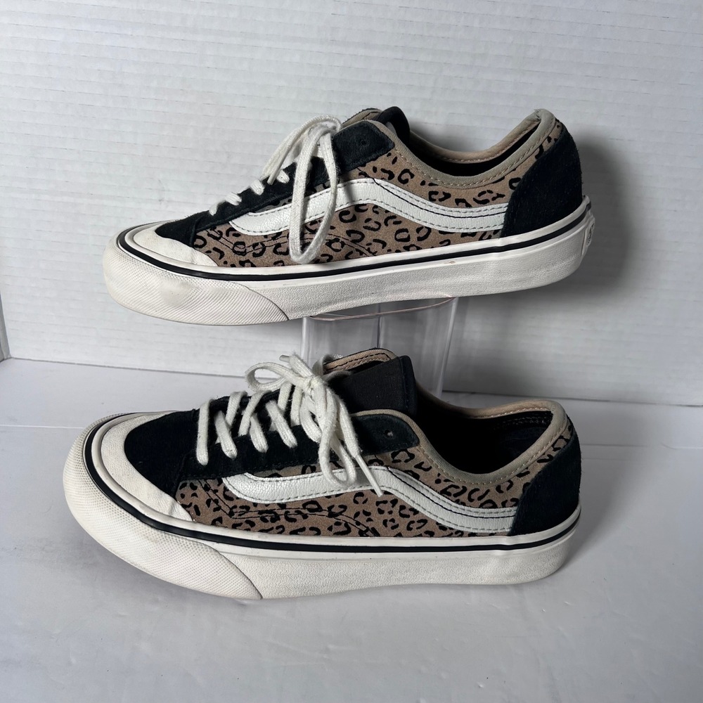 Vans Old Skool Leopard Print Suede Black White Low Top Sneakers Women 7 Men 5.5